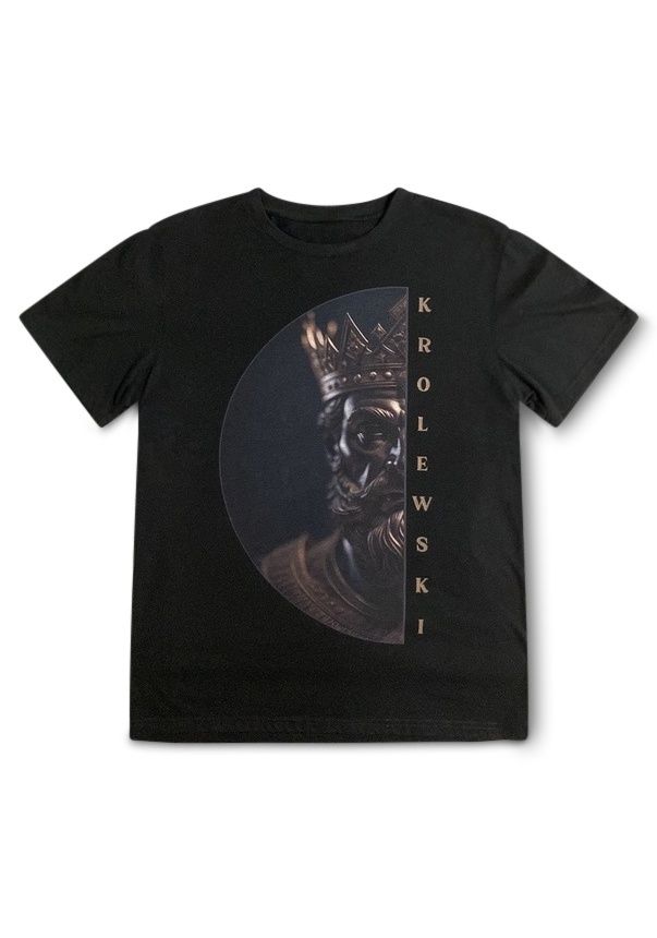 KROLEWSKI King Tee close-up showing half-circle crown print